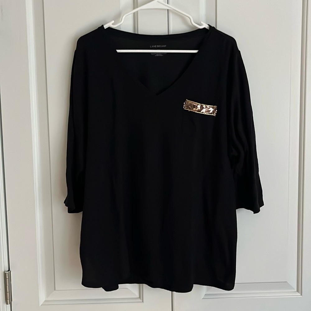 Lane Bryant 3/4 sleeve black tee